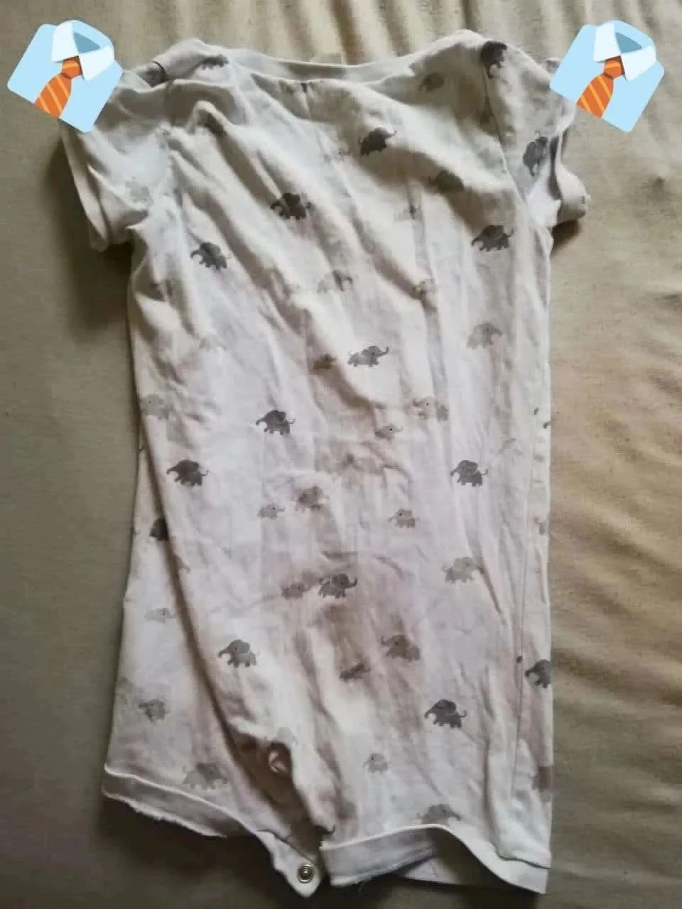 H&M Babybody 18-24 maanden (86 cm) Goede staat - wit met zachte grijze olifantmotieven – photo 2